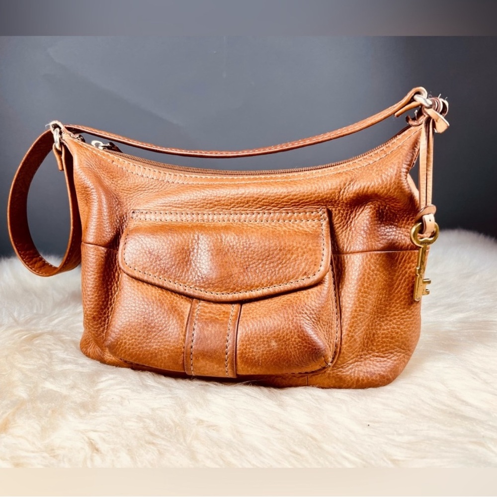 Fossil Cognac Leather Shoulder Bag